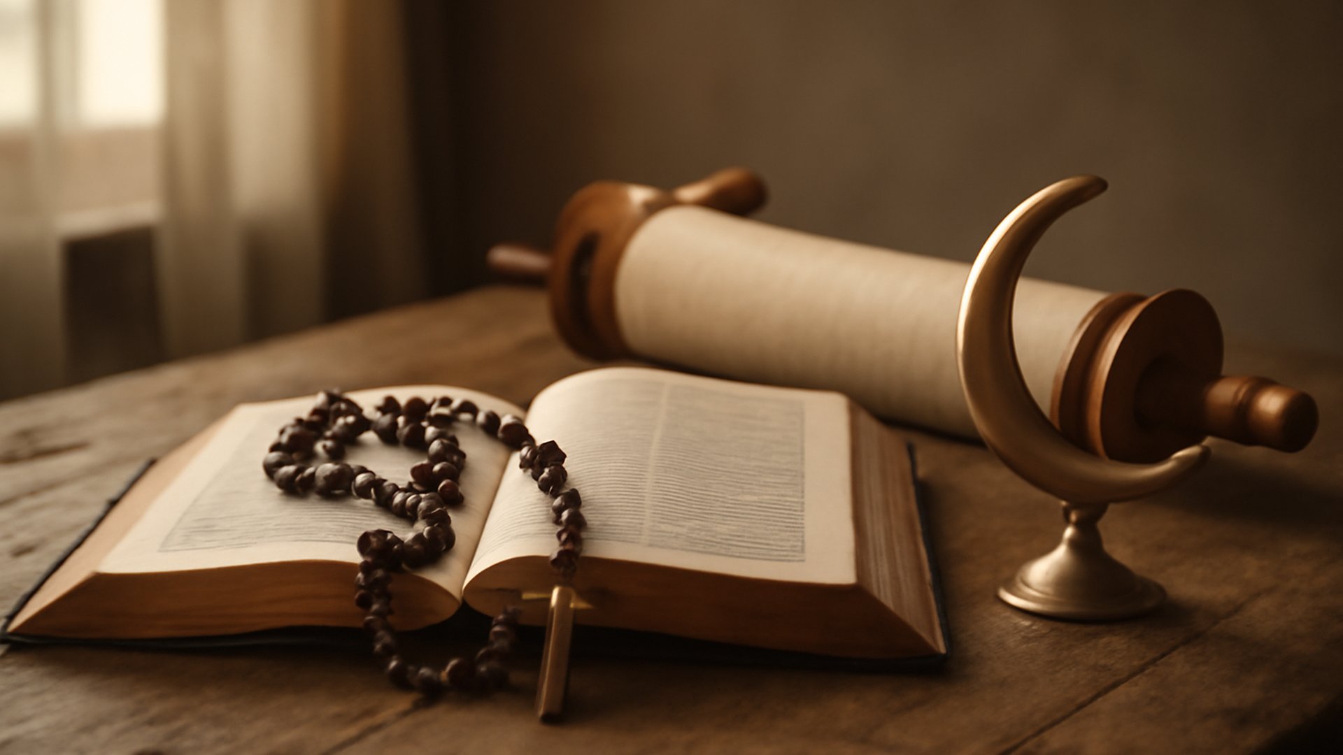 Symbols of different religions together representing religious freedom